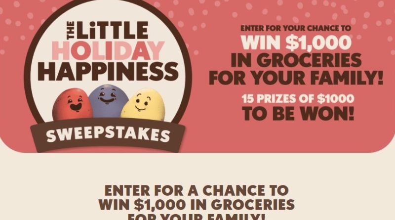 Enter to win a $1,000 grocery store gift card (15 winners)